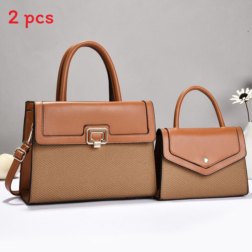 Womens Handbag Set Pu Lock Closure With Inner Pockets For Daily Use