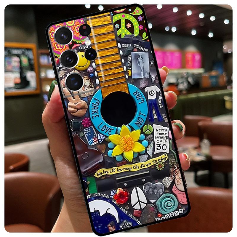Hippie Daisy Tie-dye Flower Peace Phone Case For Samsung Galaxy S25 S24 S23 S22 S21 S20 Ultra S9 S10 Plus S25 FE S24 FE Cover
