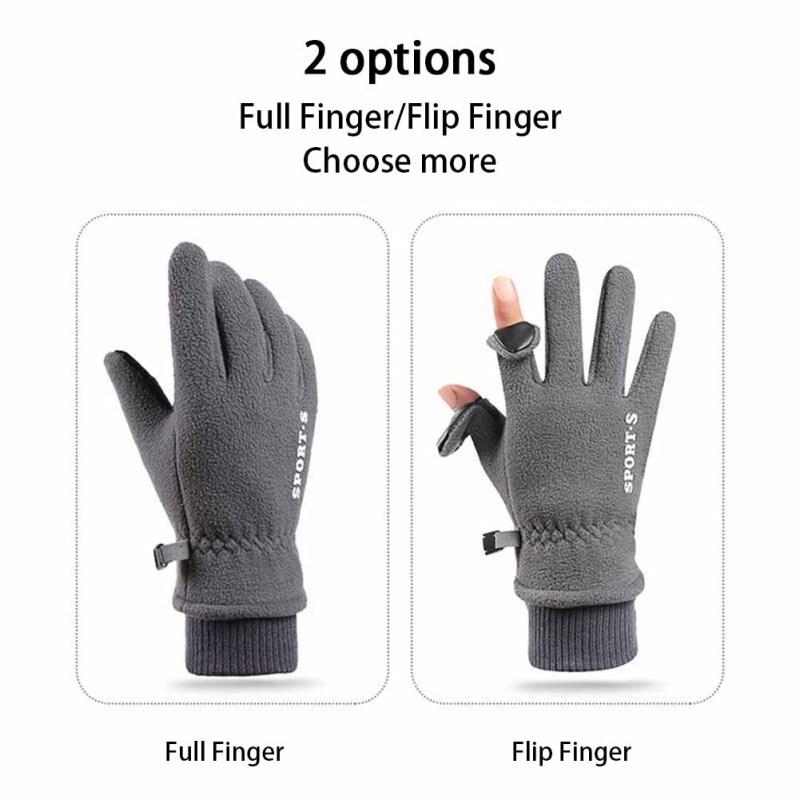 Men Winter Fleece Lined Gloves Waterproof Non-slip Warm Touch Screen Gloves For Outdoor Sports