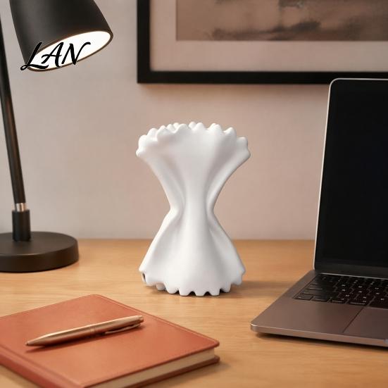 Fun Room Decor 3D Printed Butterfly Flower Vase, Wavy Ribbon Matte Tabletop Decor, Multi-Purpose Planter Outdoor Garden Ornament for Fresh Dried