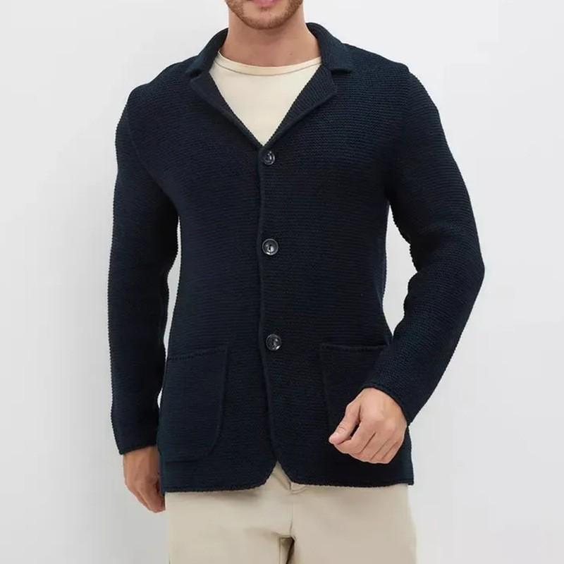 Herre Utendørs Casual Løstsittende Ensfarget Cardigan Herre Revers Strikket Dressjakke