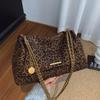 Vintage Torebka na łańcuszku z panterką, Torba na ramię, Miękka tkanina, Torba typu tote ze złotym paskiem, Stylowa torebka crossbody dla kobiet, Codzienna