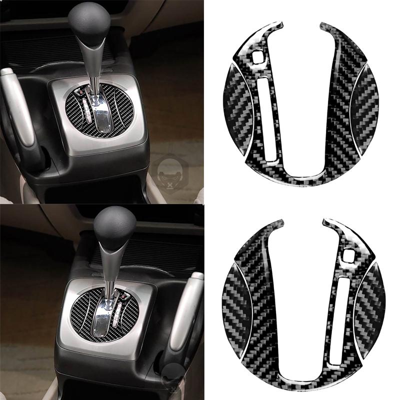 3pcs Carbon Fiber Car Interior Automatic Gear Shift Panel Cover Gearbox Trim Frame Sticker For Honda Civic 8th Gen 2006-2011