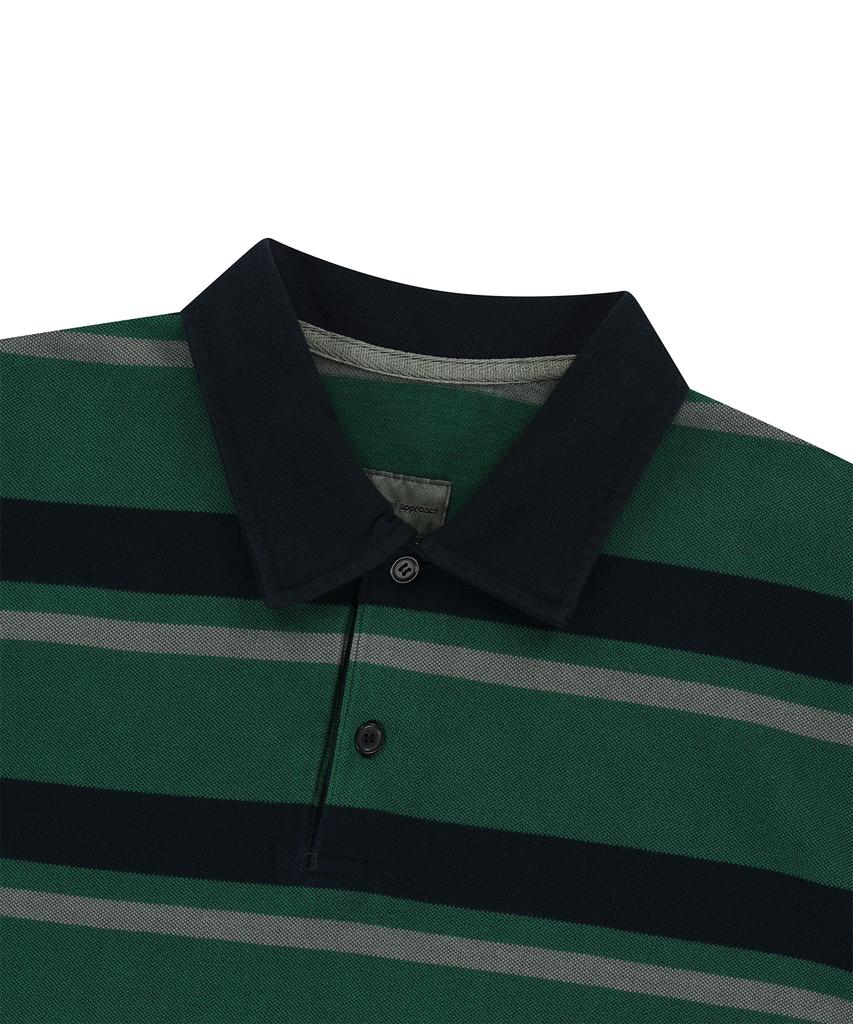 ENDOOR Vintage Pk Stripe 1/2 Polo Shirt (Vtg Green)