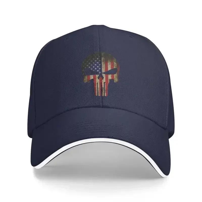 Custom Skull Baseball Cap Adult United States Flag Adjustable Dad Hat Unisex Women Sports