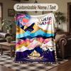 Ocean Adventure Whales Theme Throw Blanket Custom Name Text Personalized Blanket Soft Cozy Blanket for Home Sofa Bed