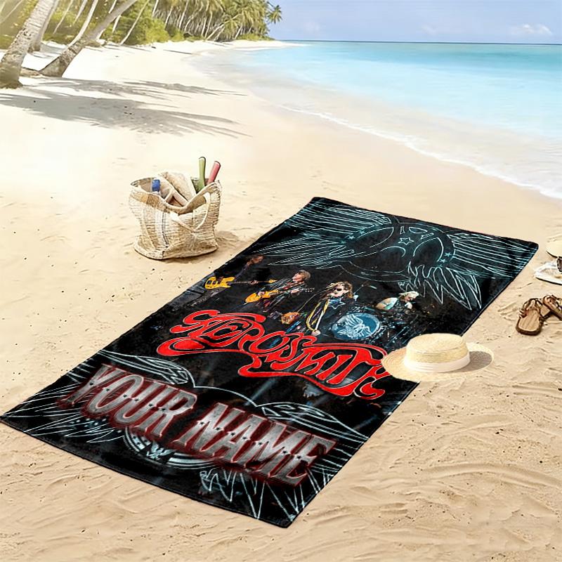 Name Custom Aerosmith Print Beach Towel, Large Soft Quick Dry Towel for Beach Camping Swimming