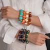 Acrylic Round Beaded Bracelet Irregular Geometric Metal Splicing Bangle for Women Imitation Stone Chain Bracelet Accessories