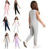 Spesialtilpasset jumpsuit for barn, rund hals, uten ermer, usynlig glidelås bak, ensfarget, heldress for enkel påkledning