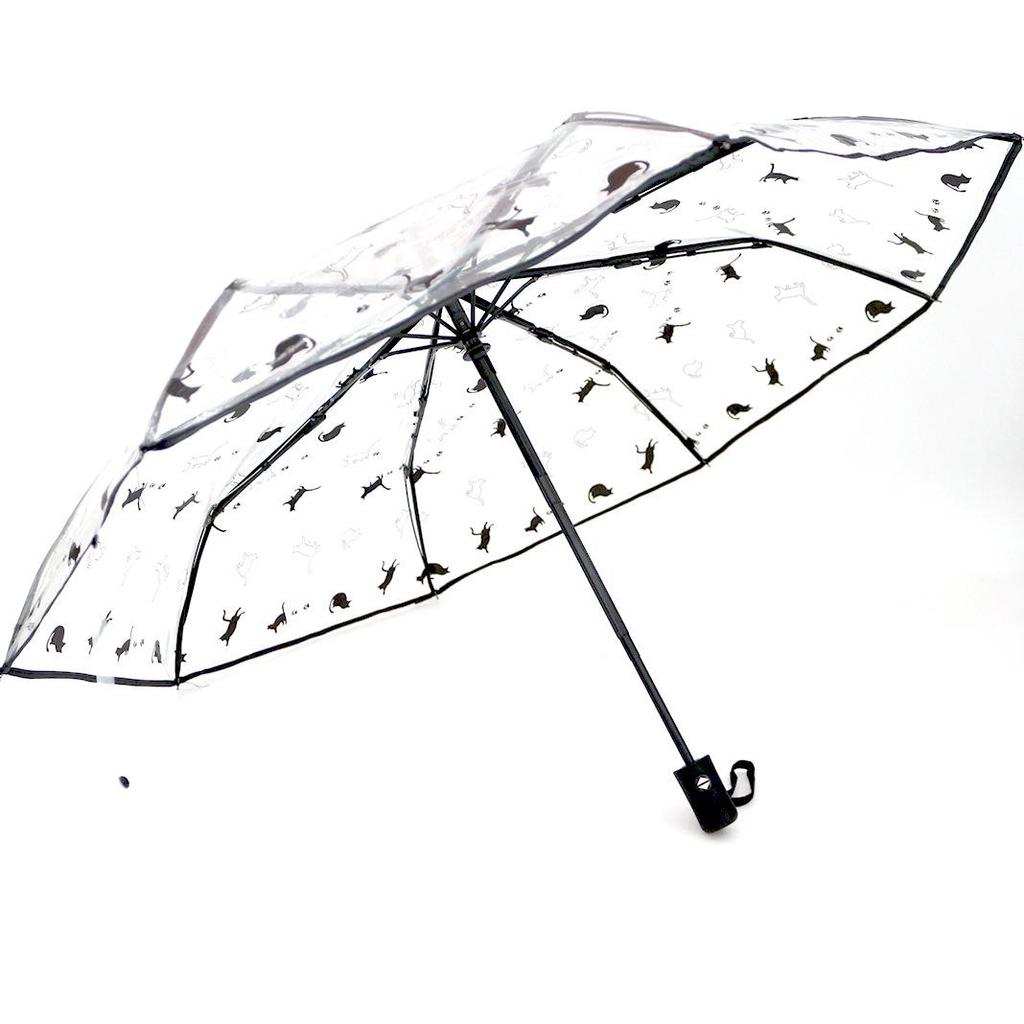 Dual-Use Automatic Transparent POE Umbrella - Xiaohongshu Style with Cats and Dogs Design