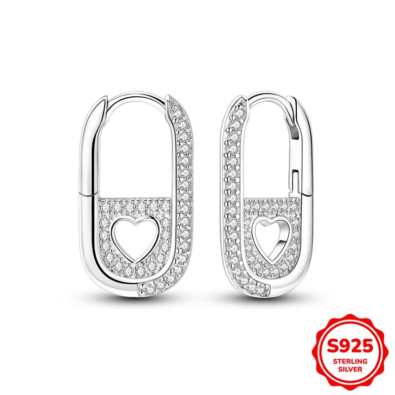 925 Sterling Silver Cubic Zircon Earrings Double  For Women Heart Star Moon Earrings Elegant Birthday Jewelry Gifts