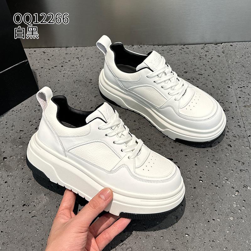

Thick-soled leather spring new breathable college style casual board shoes tide 35 чёрный