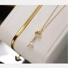 Heart Key Pendant Necklace: 18K Gold-Plated S925 Sterling Silver, Zircon & Shell Pearl, Heart-Shaped Key, Clavicle Chain for Women