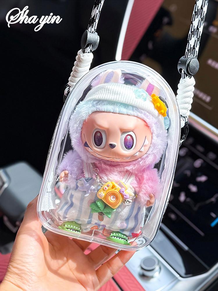 

15CM/19CM PVC Transparent Storage Bag Doll Model Display Hanging Bag Outing Shoulder Bag Travel Wallet Labubu Third Generation B M чистый