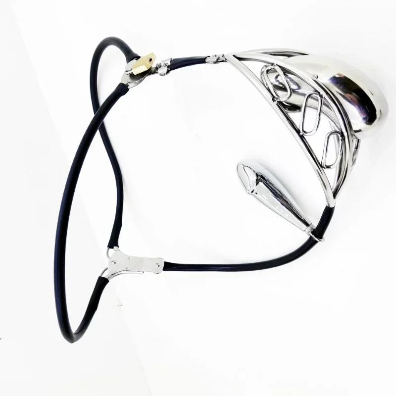 New Adjustable Waist Chastity Belt Anti-Cheating Male Cock Device Metal Penis Locking Panty Straps Anal Plugs Adult Erotica 18+
