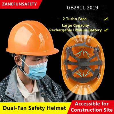 2 Fanlı Güvenlik Kaskı 10000mAh Şarj Edilebilir Lityum Pil İnşaat İş Kaskı ABS Sert Kapak GB2811-2019 Fan Kaskı