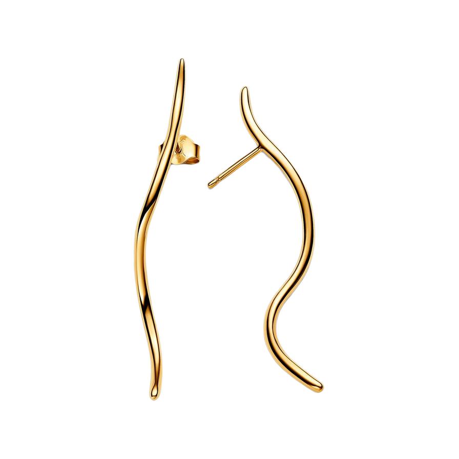 Pandora Shape Line Design 14K Gold Plated Earrings Women earrings 263287C00 Box