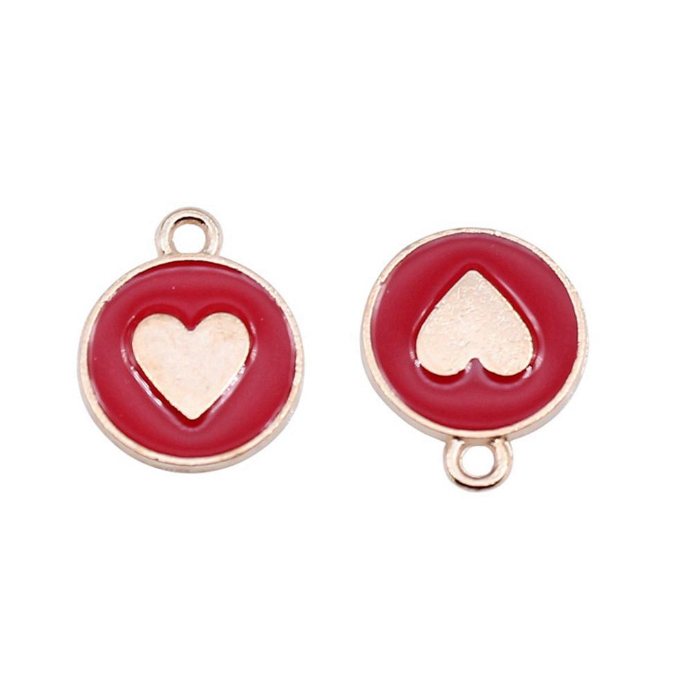 Love Heart Enamel Charms Multi Color Pendants For Romantic Jewelry Component