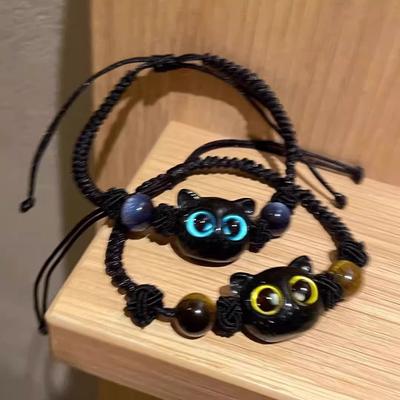 Cute Big Eye Cat Bracelets For Women Cartoon Enamel Animal Pet Pendant Hand Chain Kids Boudoir Couple Bracelet Jewelry Gift