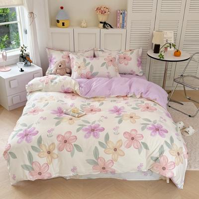 Printing Floral Bedding Set Soft Ins Single Double Queen Size Duvet Cover Flat Sheet Pillowcase Girls Home Totel Bed Linens