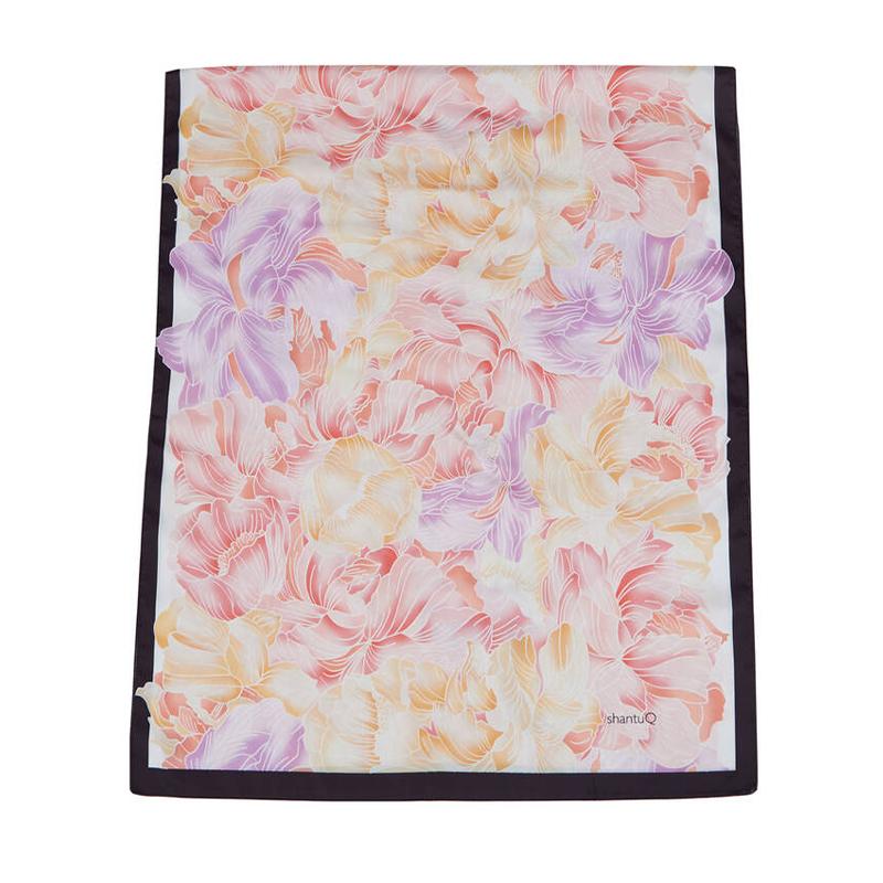 

Женский платок из твила с цветочным принтом желтый/сиреневый