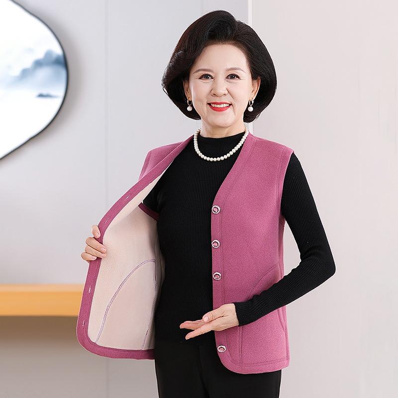 Fleeceweste Damen Herbst und Winter elastische Weste Futter Strickjacke Thermoweste