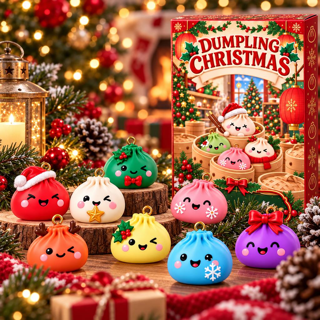 2D Flaches Stück Weihnachtsbrot Adventskalender Countdown Hängendes Ornament Set