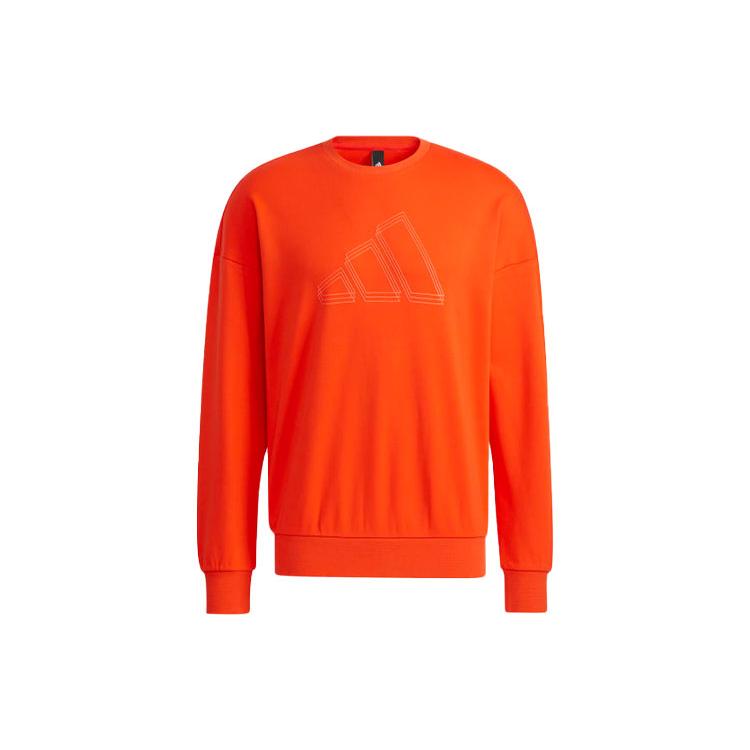 adidas Sweatshirts Men's Orange Red Crew Neck Moderate Regular H40193