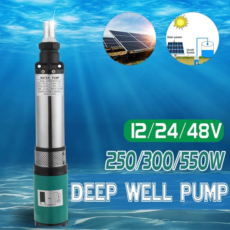 12/24V/48V 10/15 meters Deep Well Water Pump Solar Water Agricultural Irrigation Garden Pump High Lift DC Screw Submersible Pump