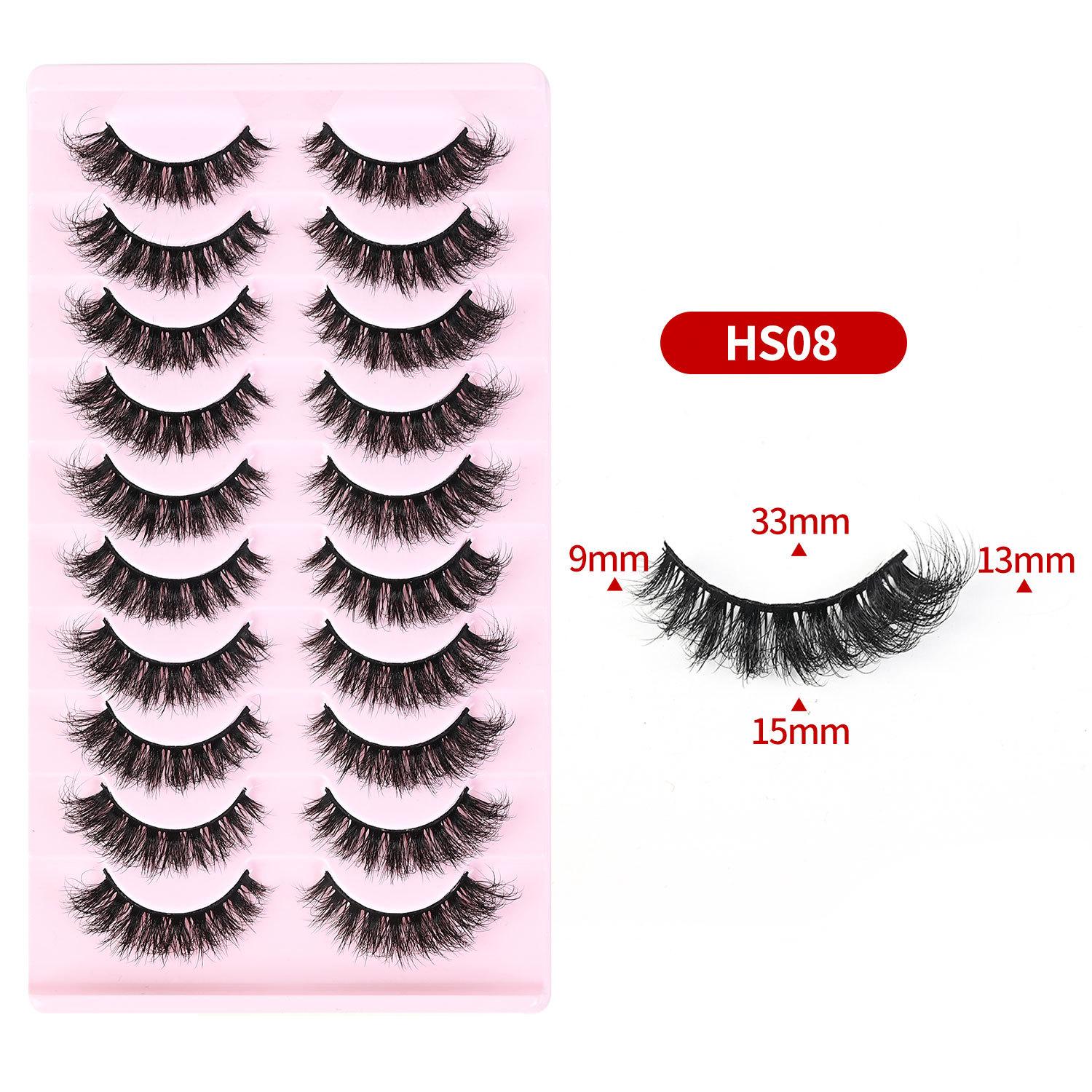 10 Pairs of False Eyelashes Three-dimensional Curled and Fluffy Chemical Fiber Eyelashes Ten Pairs of Thick Eyelashes 2026