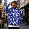 Julehættetrøje til mænd med stort print og store lommer, afslappet løstsiddende pullover til ferien
