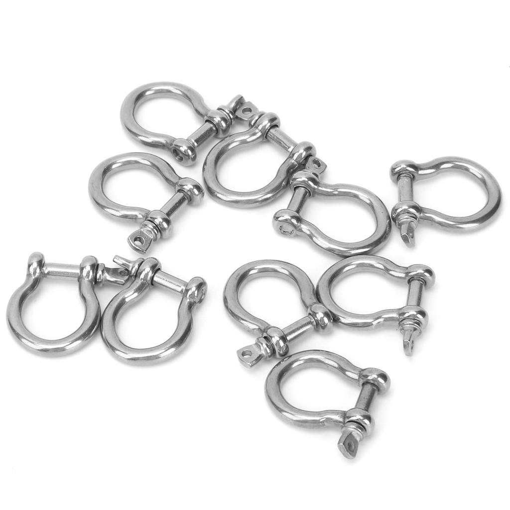 10pcs Bow Shackle Stainless Steel High Hardness D Ring Anchor for Camping Hiking Outdoor Sports(M4 60kg Load )