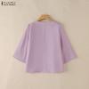 ZANZEA Women Lace Patchwork Square Collar 3/4 Sleeve Elegant Blouse