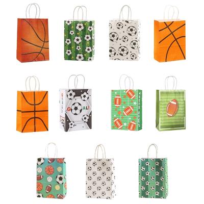 Football Gift Bags Football Birthday Paper Bags Set of 12 Kraft Bags for Football Theme Birthdays Parties Treats Bags
