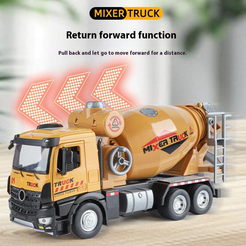 1/36 Large Alloy Mixer Truck Model with Sound and Lighting Engineering Truck Children's Toys, Durable and Suitable for Boys Gifts