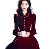 2025 Winter Heiress Style Formal Gown: French Burgundy Velvet Long Dress for Annual Meetings