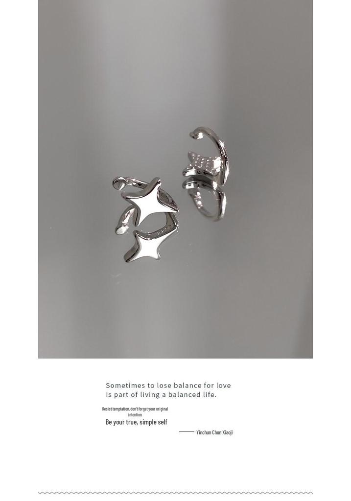 S925 Sterling Silver Four-Pointed Star Ear Cuff - No Piercing Women's Earrings, Simple Design, Summer Cartilage Clip