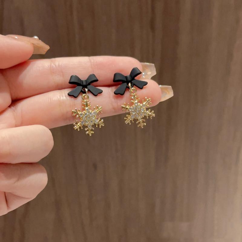 Colorful Zircon Snowflake Earrings Women Luxurious and High-End Rhinestone Earrings Girls Christmas New Year Jewelry Gifts