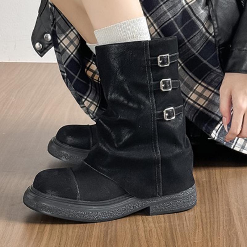 Elegant Women Ankle Boots Flats New Winter Fahsion Shoes 2025 Trend Casual Snow Boots Brand Party Woman Sneakers Buckle Botas