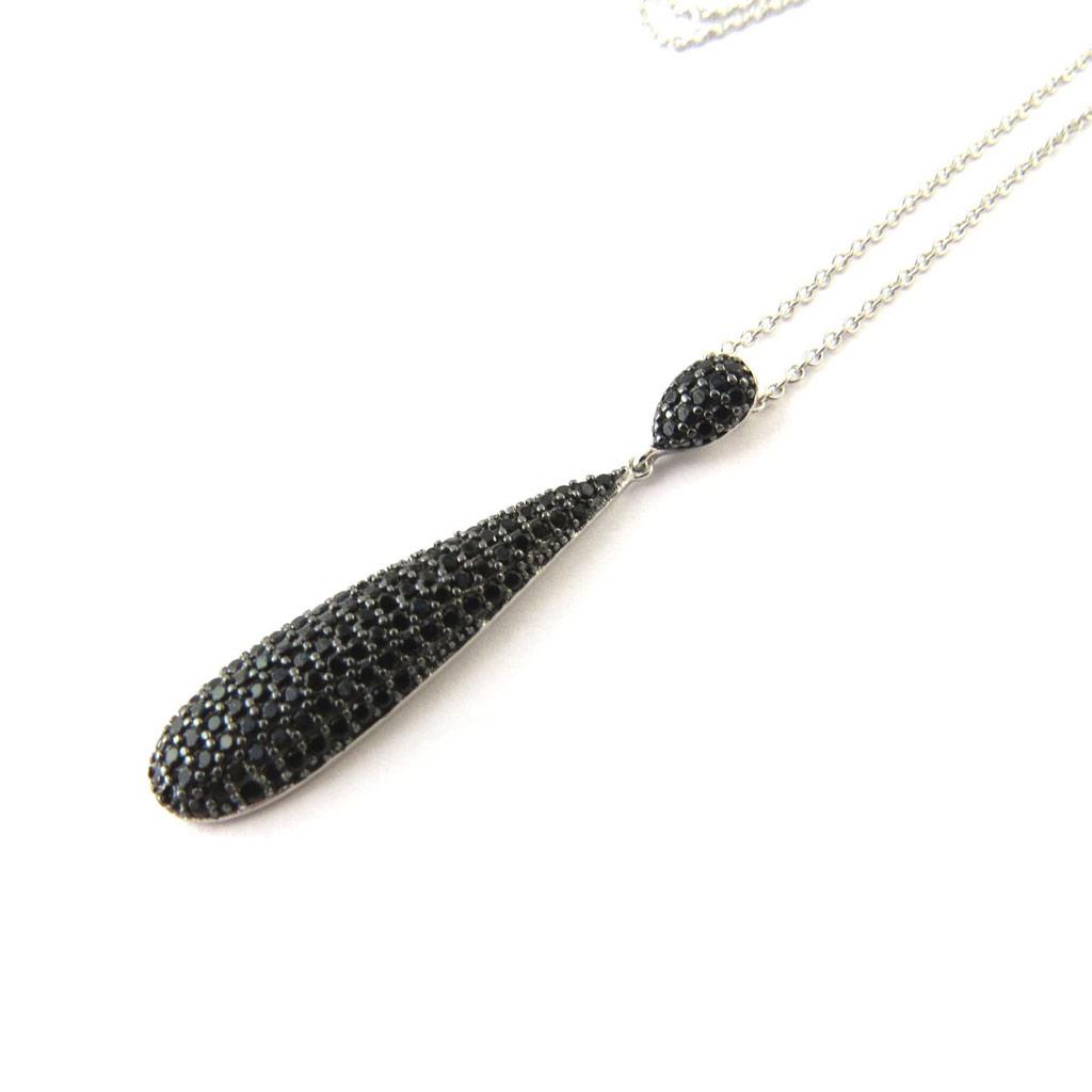 Les Trésors De Lily [N6859] - Silver Necklace 'Sissi' Black Silver (rhodium Plated) - 40x8 Mm