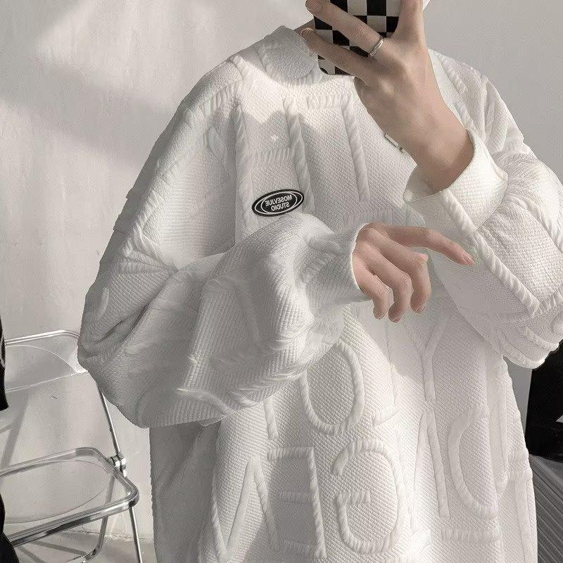 

Мужская толстовка свободного кроя с круглым вырезом весна/осень 2023 года — повседневная, универсальная и стильная. XL белый