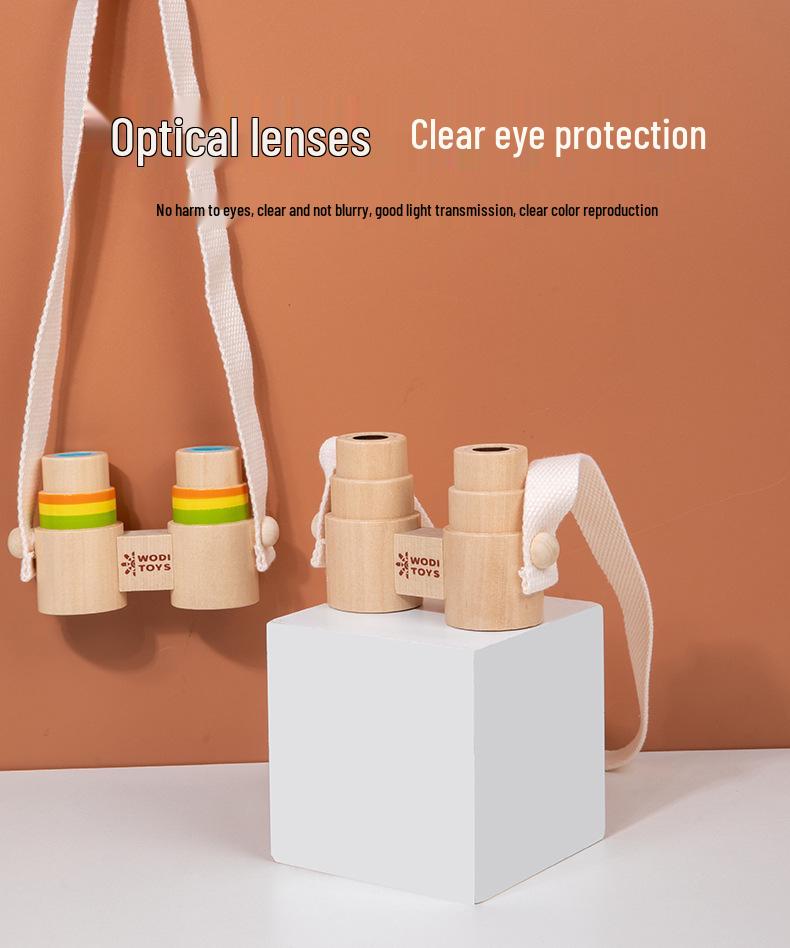 Kids' Wooden Binoculars: Mini Magnifier for Outdoor Exploration and Learning
