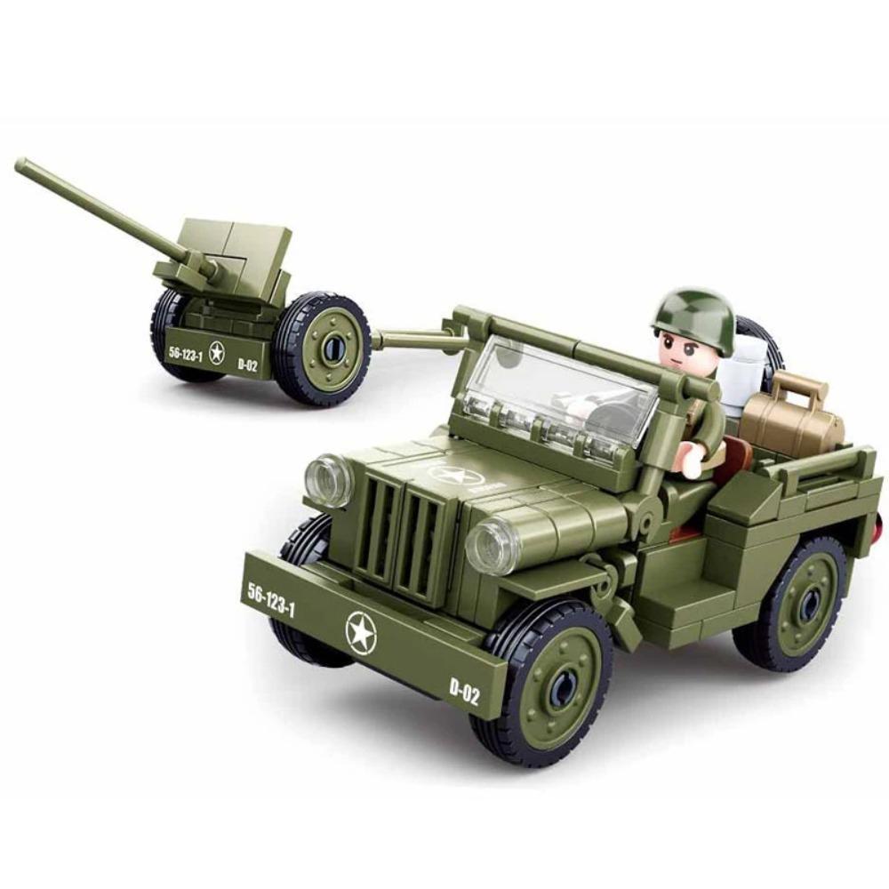 

SLUBAN World War II Normandy Landing US WILLYS Jeeped Building Blocks WW2 Military Army Car Bricks Classic Model Kids Toys Boys