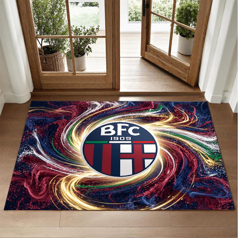Bologna FC Design Crystal Velvet Rug Soft Decorative Mat for Bedroom Entrance