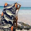Minimal Polka Dot Sardine Print Beach Towel, Lightweight Absorbent Towel For Women Summer Beach Holiday