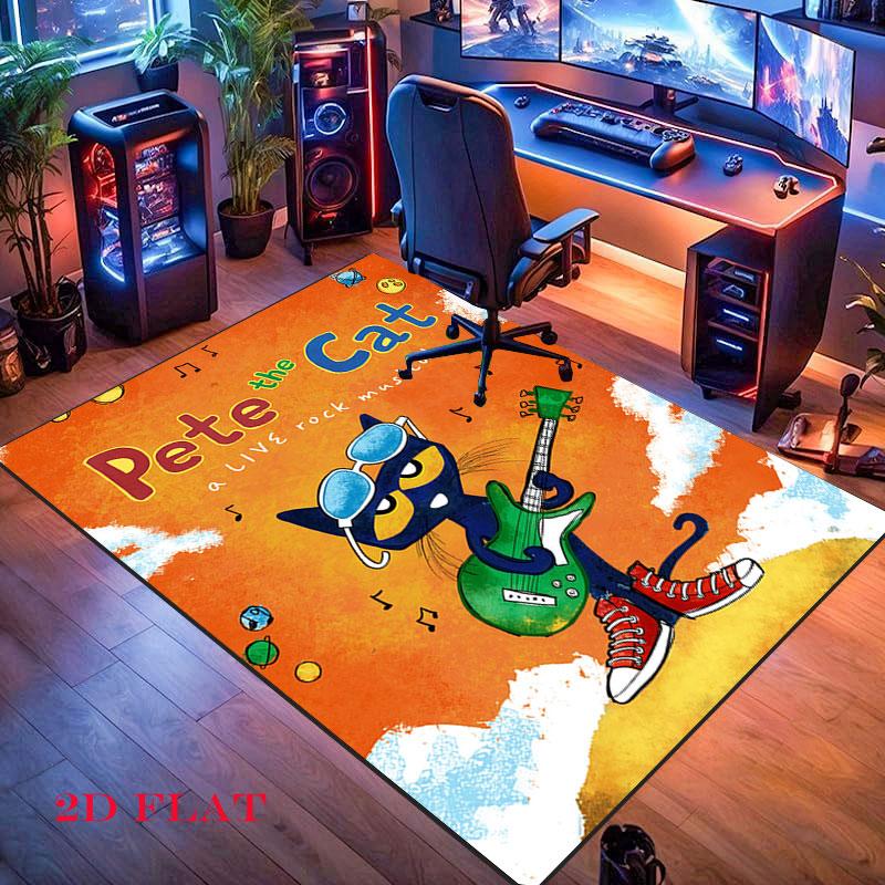 Pete Cat Magic Carpet Rug for Living Room Bedroom Home Sofa Decoration,Kids play Nonslip Floor Mat