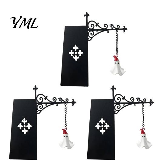 Indoor Outdoor Seasonal Decor Decorative Ghost Pendant, Iron Bracket Bookshelf Decor, Halloween And Entryway Hanger Christmas Wall for Home