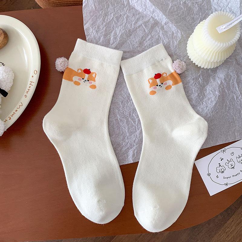 

Ladies Spring and Autumn Cartoon Cute Interesting Animal Stereoscopic Hair Ball In The Cylinder Stack Socks 1 pair