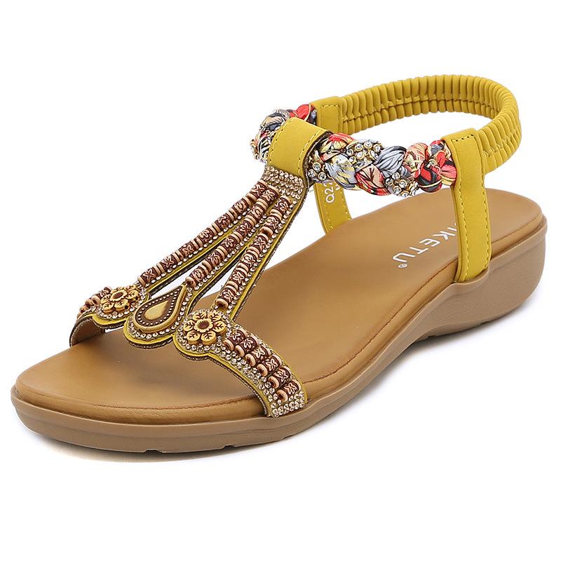 2026 Estate Nuova Versatile Tendenza Moda Sandali Donna Fascia Elastica Leggeri Comodi Sandali Traspiranti Stile Etnico