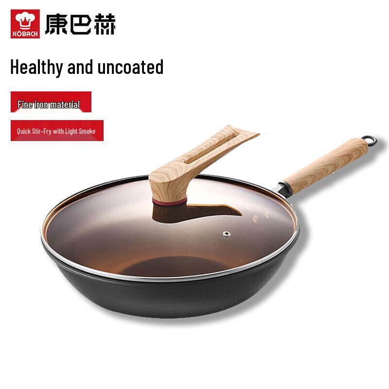 KOBACH 32cm Non-Coated Fine Iron Wok